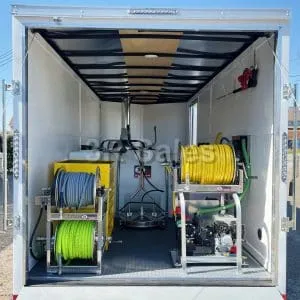 WILDFIRE: Customizable 16' Enclosed Trailer: 3500 PSI, 8 GPM Hot Washer Pressure Washer & 300 PSI, 10 GPM Gas Soft Wash