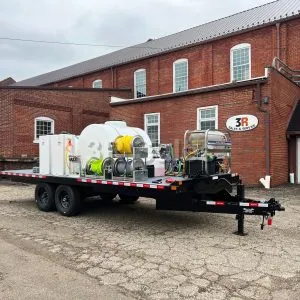 MUDSLIDE: Customizable 20' Flatbed Trailer - 3500 PSI, 5.5 GPM Hot Water Washer, 300 PSI, 11 GPM Gas Soft Wash System