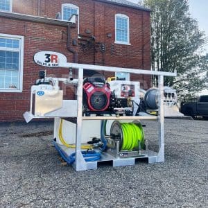 RAPTOR: Ready-Made 5.5' Deluxe Aluminum Skid Assembly - 3500 PSI, 8 GPM Cold Water Washer - 12v Soft Wash System